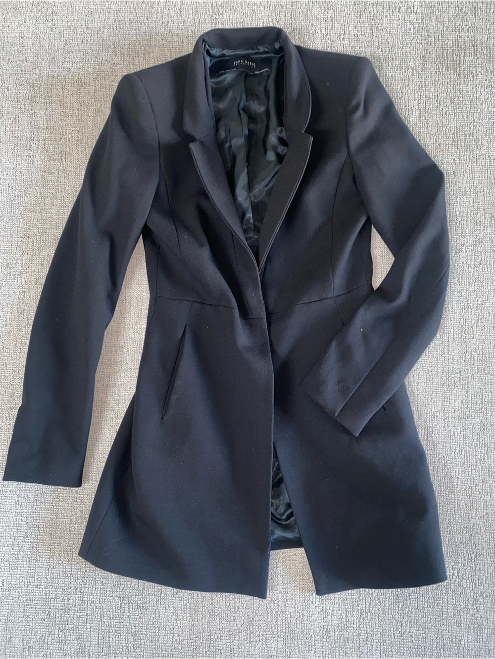 Zara Black Tailored Long Blazer Jacket